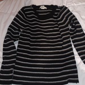 Striped black and white cropped long sleeve
